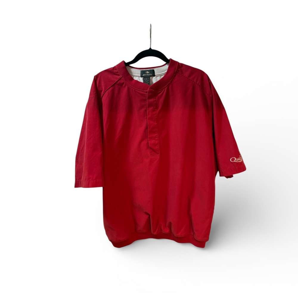 Antigua Red Pullover Windbreaker Short Sleeve Golf Top Size Large